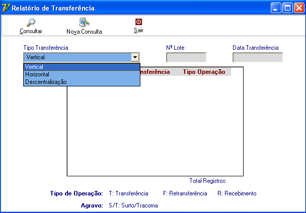 Relatório de Transferência Exibe o conteúdo das