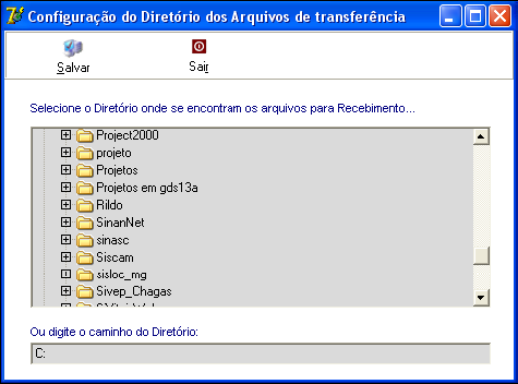 Recebimento de Registros Caso o diretório de recebimento não esteja configurado, o sistema emitirá a mensagem de que o