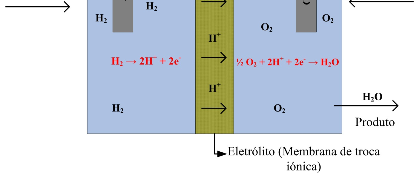 Figura 1.1 Esquema de uma pilha de combustível simples de H 2 /O 2.