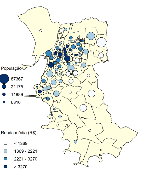 de ambos indicadores aglomerados no norte do município.