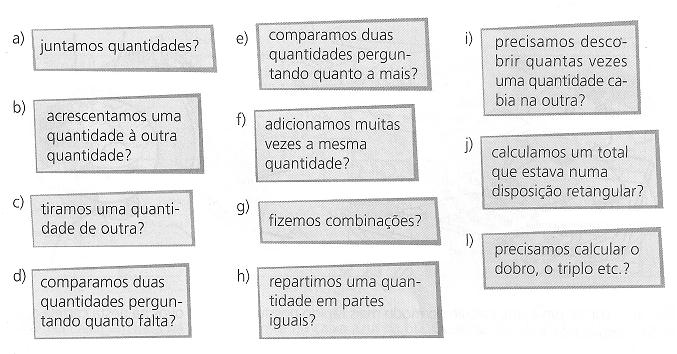 Cada um dos exercícios dos números 11 a 20, traz uma situação associada a