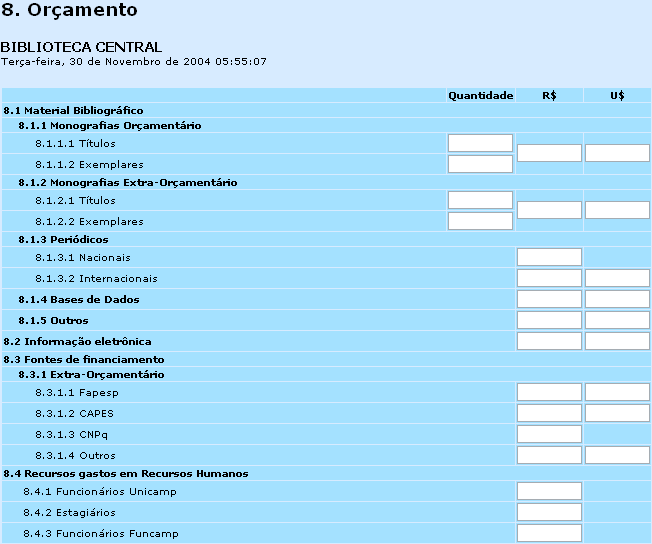 Figura 15 - Orçamento Preenchimento: SBUDGR e UNIDADE Fonte: Sistema de