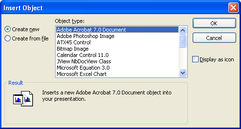 Inserção de Objectos O utilizador pode inserir objectos de outras aplicações.