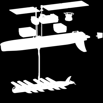 Arquitetura do SV3 Descrição do Sistema: O Wave Glider SV3 é composto de um flutuador de superfície e de um sistema de propulsão, ligado através de um submerso de largura de banda alta, umbilical de