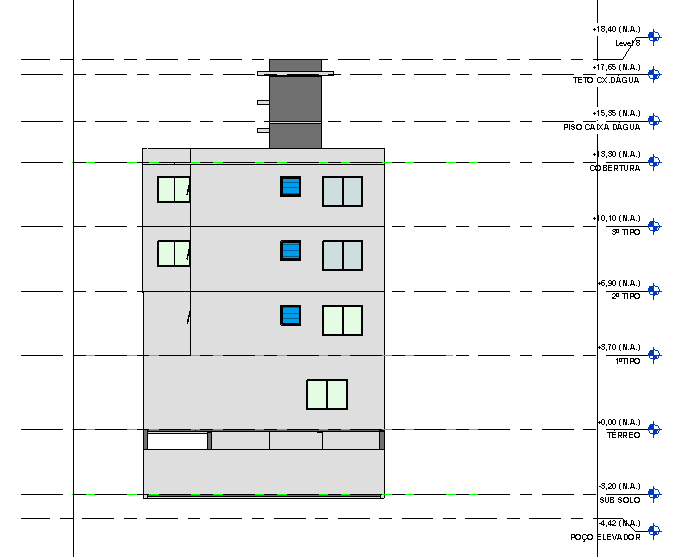 44 Fonte: Próprio autor (2015) Figura 22 - Fachada norte Fonte: Próprio autor (2015) Com um corte 3D Figura 23 é possível a visualização interna da edificação de