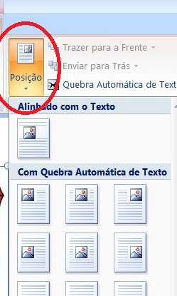 c) Ajustes da figura com relação ao texto A figura ou imagem que você coloca no texto irá interagir também com o texto. Ela pode assumir posições diferentes e você pode ajustar isso como bem quiser.