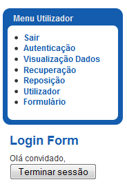 62 Utilizadores 4. Seleccionare a opção Hiperligação Interna -> Utilizador -> Utilizador -> Visualização de formulário de utilizador. 5.