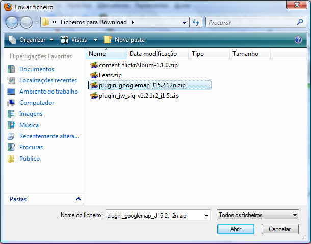 Manual Joomla! 87 GoogleMaps Para inserir mapas no Joomla! deve seguir os seguintes passos: 1. Instalar a extensão: plugin_googlemap_j15.2.12n.zip a.