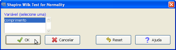 3.1 Teste de Shapiro-Wilk para Normalidade da População 23 Solução com o R Commander: Para aplicar o teste de Shapiro-Wilk aos dados amostrais da tabela 3.