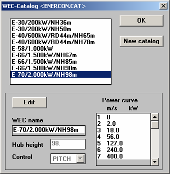 35 3º: Clique em Edit, numa das turbinas, e renomeie-a (No campo WEC name ) para o nome do aerogerador que você escolheu.