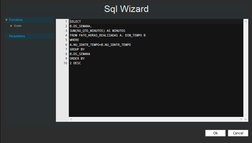 Na aba Data Sources, selecionei a opção de conexão "sql over squndi" defini um nome para a