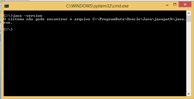 3. Digite o comando "java -version". 4.