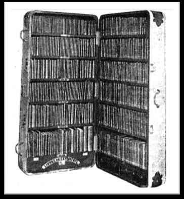 centralizado de organização e distribuição de bibliotecas traveling libraries (à semelhança das alemãs) 1919: 68 bibliotecas em funcionamento > 1922: 22> 1926: 19