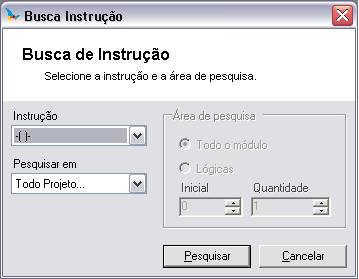 Buscando uma Instrução 4. Projeto no MasterTool Extended Edition De maneira análoga aos operandos, uma instrução de Módulos de Programas que utilizam a linguagem Ladder pode ser procurada.