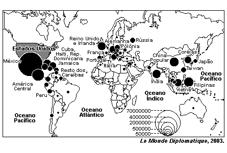 29. (Espm) O mapa, a seguir, relaciona-se aos Estados Unidos. Ele está demonstrando: a) Os principais fornecedores de petróleo. b) Os parceiros membros da Apec.