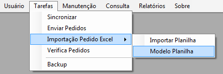 c. Importação Pedido Excel Está função foi desenvolvida com o objetivo de facilitar a implantação do pedido através da formatação de uma simples planilha do Excel que o representante pode buscar do