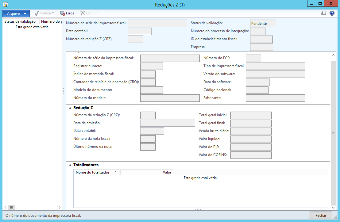 Reduções Z O processo de integração também transfere as reduções Z que foram geradas no módulo Retail do Microsoft Dynamics AX 2009.