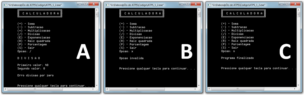 Pág. 7 de 12 impressa na tela a frase: Opcao Invalida, conforme a Figura 4(B).