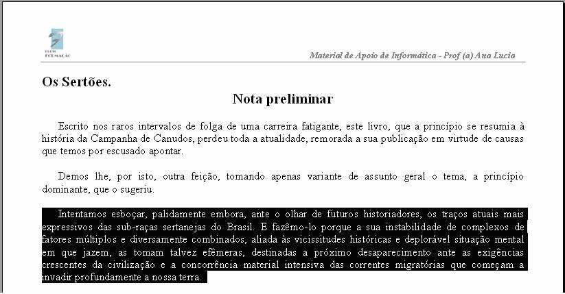 Vamos aplicar em parte do texto o efeito FONTE.