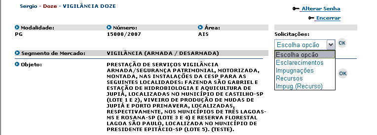 Ata do Pregão: Exibe a Ata do Pregão com a opção impressão.