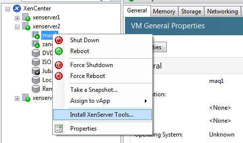 14. Instalação e utilização do XenServer Tools Sem o XenServer Tools não podemos: - Efetuar shutdown, reboot ou suspend em VM.