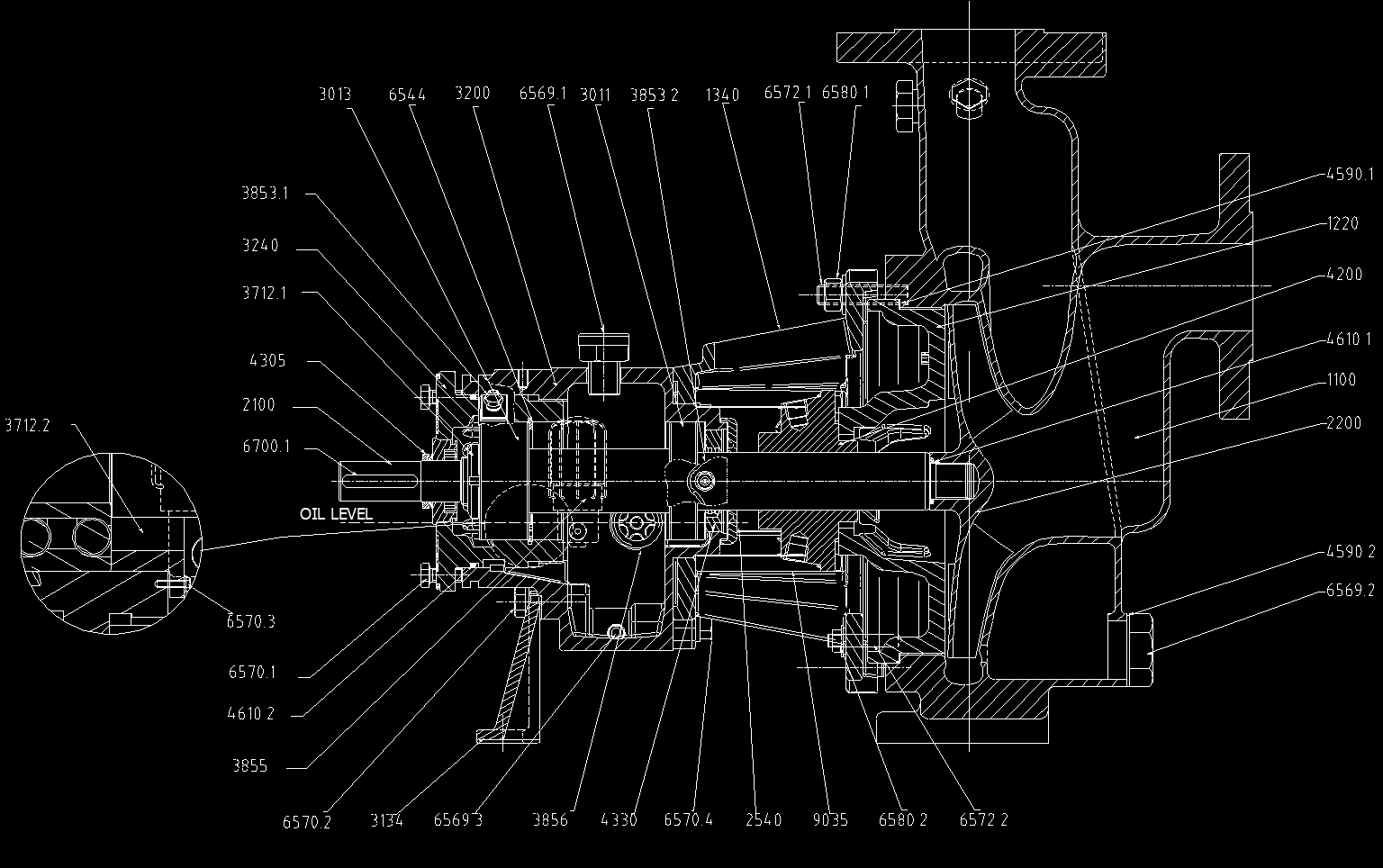 8.2.5 Desenho de carcaça de arranque automático Desenho a partir da C665/076 8.2.6 Lista de peças da bomba auto-escorvante Item Descrição 1100 Carcaça 1220 Tampa da caixa de vedação 1340 Adaptador 2100 Veio 2200 Impulsor 2540.