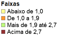 Distribuição da razão de médicos economicamente ativos por 1.000 habitantes.