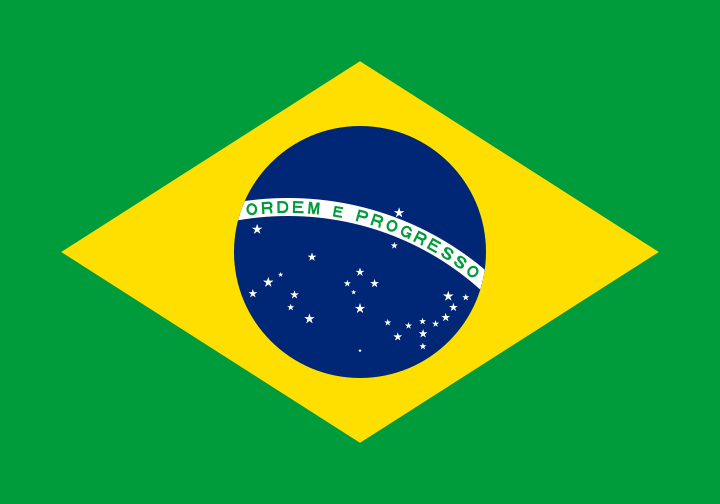 BRASIL BANDEIRA Proporções: 14:20 Uso: civil/militar A bandeira do Brasil preservou o retângulo verde e o losango amarelo presentes na bandeira de 1822, substituindo o brasão de armas do Império pela