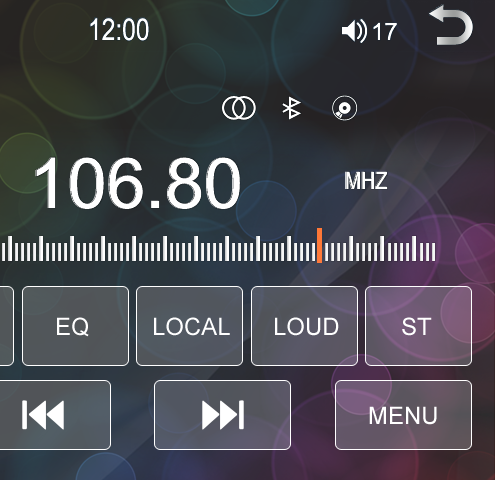 Operação do rádio 5. Função mudo Toque em MENU e, posteriormente, em MUTE para ativar a função mudo. Para reestabelecer o volume normal, gire o codificador rotativo. 6.