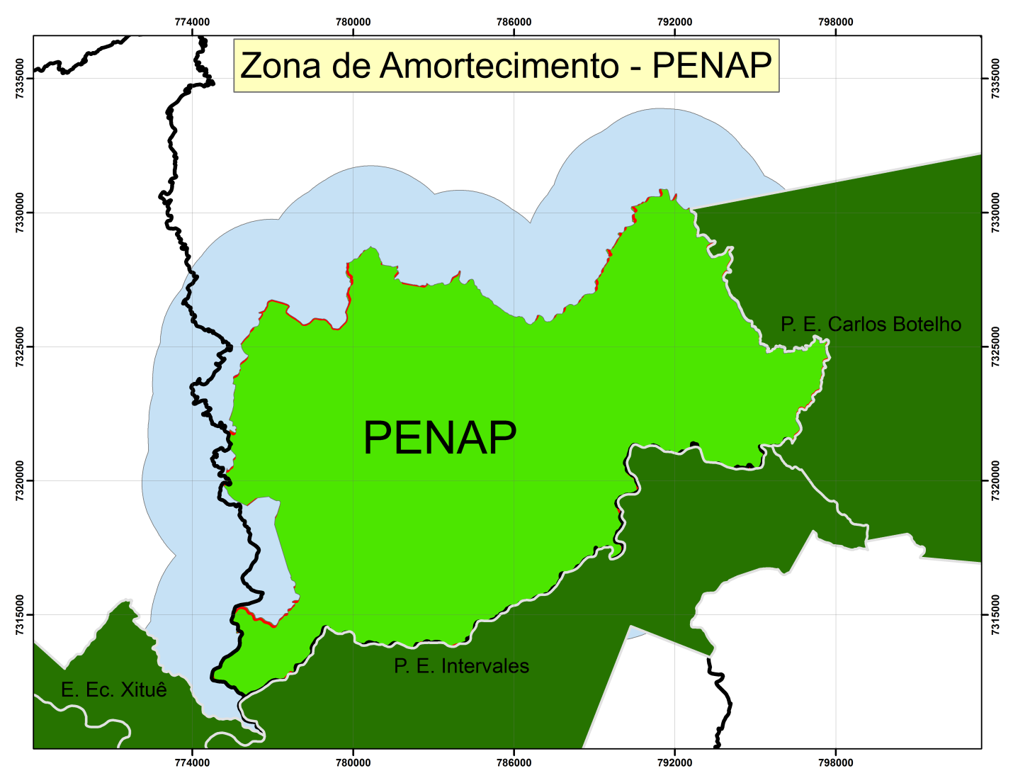 5. PROPOSTA PRÓVIA DE ZONA DE AMORTECIMENTO Como proposta prévia de Zona de Amortecimento optou-se para se utilizar raio fixo de 3 km no entorno da unidade (Figura ).