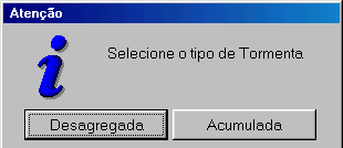 Após a inserção de cada posto, o usuário deve indicar se os dados correspondem a uma tormenta de projeto fornecida de forma desagregada ou acumulada.