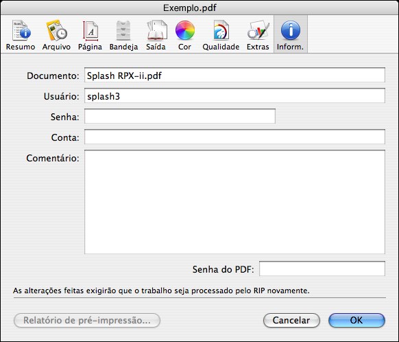 UTILIZAÇÃO DO SPLASH RPX-ii 28 A opção Extras exibe configurações para a manipulação de arquivos e