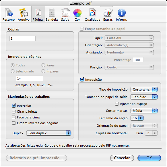 RECURSOS AVANÇADOS DO SPLASH RPX-ii 48 Imposição O recurso Imposição permite reorganizar a ordem de impressão das páginas de uma tarefa para imprimir livretos.