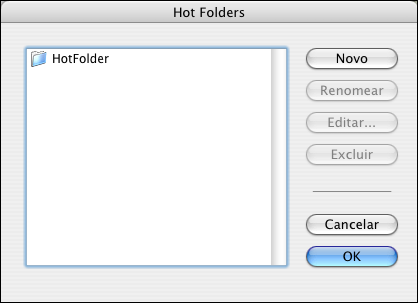 HOT FOLDERS E IMPRESSORAS VIRTUAIS 58 Hot Folders O Hot Folders é um utilitário que permite armazenar e reutilizar opções de impressão usadas com freqüência para imprimir arquivos PostScript e PDF no