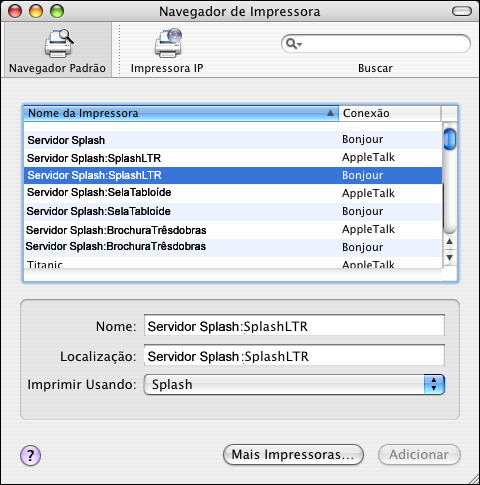 HOT FOLDERS E IMPRESSORAS VIRTUAIS 68 Configuração de impressoras virtuais em computadores com Mac OS X v10.4 Para configurar impressoras virtuais em computadores com Mac OS X v10.