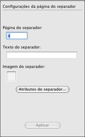 RECURSOS DE PRODUÇÃO DO SPLASH RPX-ii 89 Página do separador Especifique uma página do documento a ser impressa no corpo de uma folha do separador.