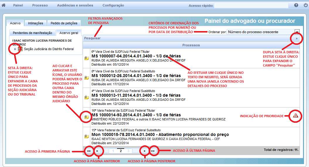 13 Dentro da caixa de cada órgão judiciário, para fins de organização do ambiente