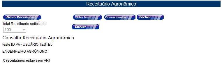 Para profissionais que desejam utilizar o sistema de preenchimento de receituário disponibilizado no site: Clicar em.