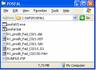 Figura 4.17: Conteúdo de um arquivo runsfile.psf O POSFAL é executado uma vez para cada arquivo dat informado no runfile.psf. Os arquivos sai e hst são gerados com o mesmo nome do arquivo de configuração dat.