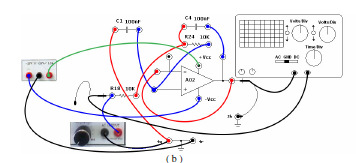 Figura 9: Filtro Passa Baixas de segunda ordem ( a ) circuito ( b ) layout na placa M-1107A Tabela 2: Levantamento de dados para curva de resposta em freqüência FPB de segunda ordem F(Hz) 30 50 80