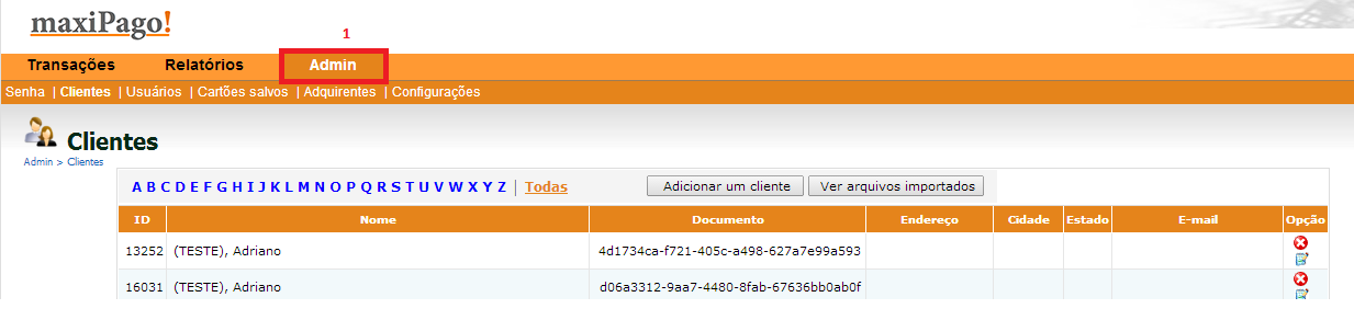 8.4 Excluindo Usuários Para excluir um usuário: Clique no X relacionado ao registro, conforme indicado na figura acima. 8.5 Perfis de Usuários No Portal da maxipago!