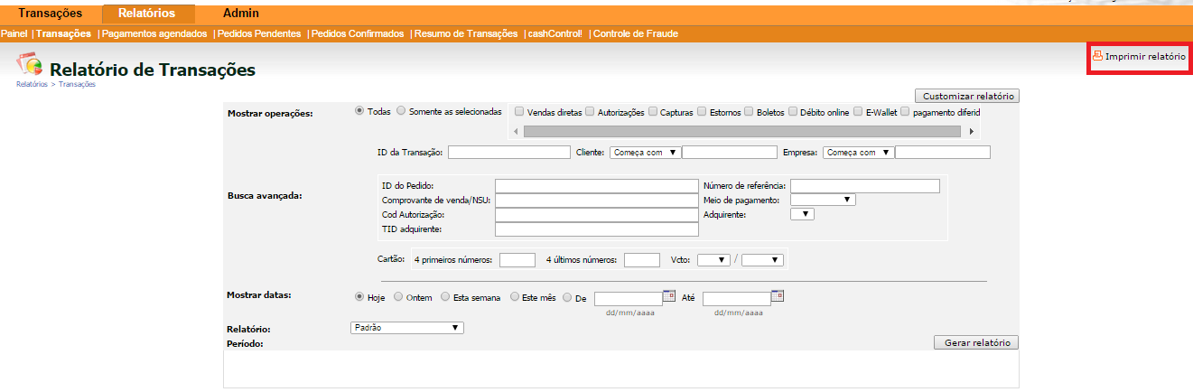 Dados de Cartão de Crédito: como somos uma plataforma PCI, não podemos armazenar dados de cartão ou referentes ao cadastro de clientes.