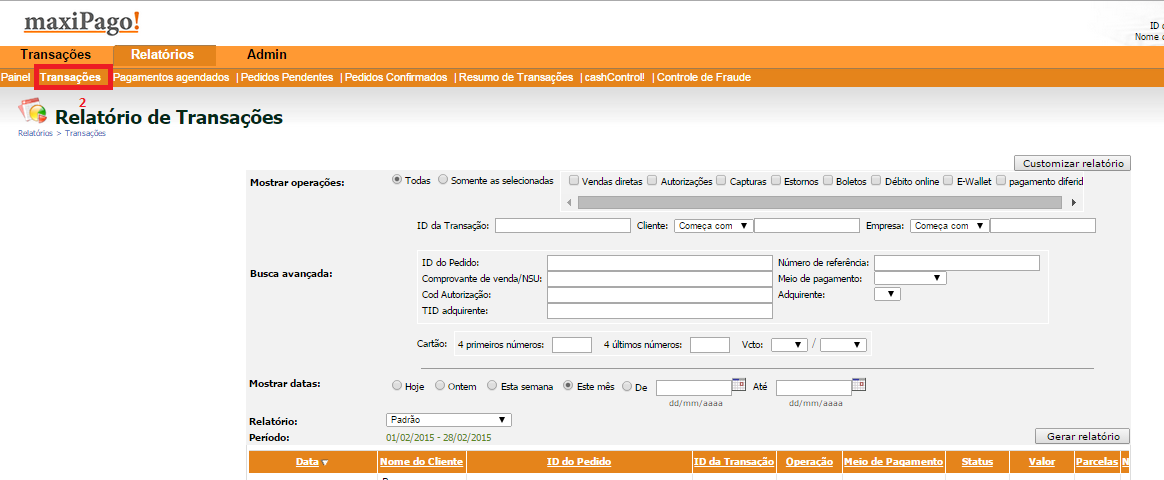 14.4 Customizando Relatórios No Portal da maxipago!