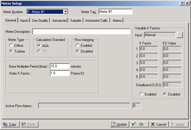 Figura 5-5: Ajuste do medidor tipo turbina (FloBoss 104)