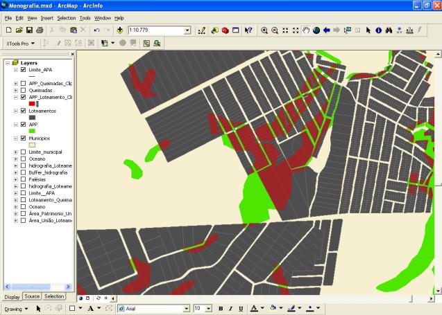 diferentes, com a descrição das etapas e ferramentas usadas na geração dos mesmos no programa ArcGIS.