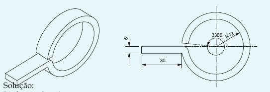 Como você tem um arco e não toda a circunferência, o próximo passo é calcular quantos milímetros do arco correspondem a 1 grau da circunferência Como a circunferência completa tem 360, divide-se o