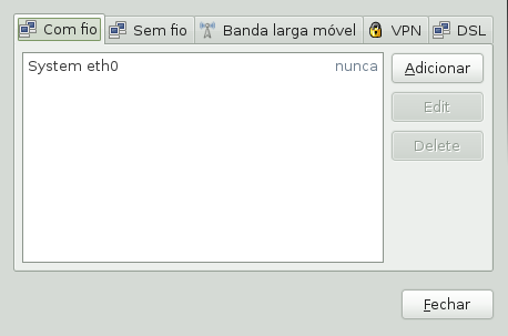 Se você deseja desativar o NetworkManager e controlar a rede usando o modo tradicional, escolha a opção Método tradicional com ifup no campo Método de configuração de rede. 5.