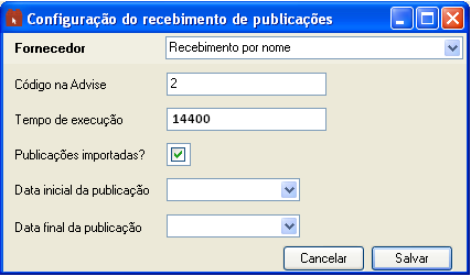 3 Menu Externo (Publicações): No Menu Externo, à esquerda da tela, você terá: Publicações, Créditos de Publicações, Log de Publicações e Configuração. 3.