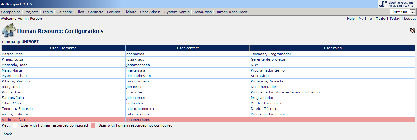 77 Figura 32: Tela de visualização das empresas do módulo de configuração de RH Caso de uso: Visualizar RH de determinada organização configurados e não configurados Ao selecionar determinada