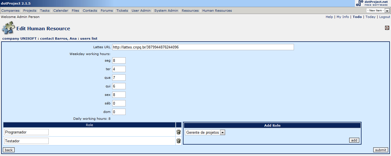 78 Figura 34: Tela de visualização de configuração de RH no módulo de configuração de RH Caso de uso: Configurar RH Ao selecionar determinado RH, aparece a tela de configuração daquele RH, como